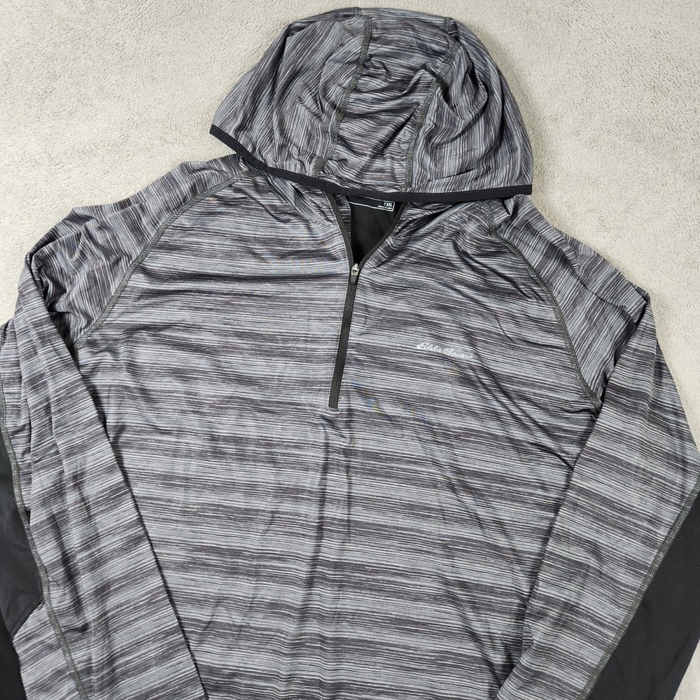 Eddie Bauer FreeDry Quarter Zip Hoodie Mens size 2XLT Space Dye Stripe